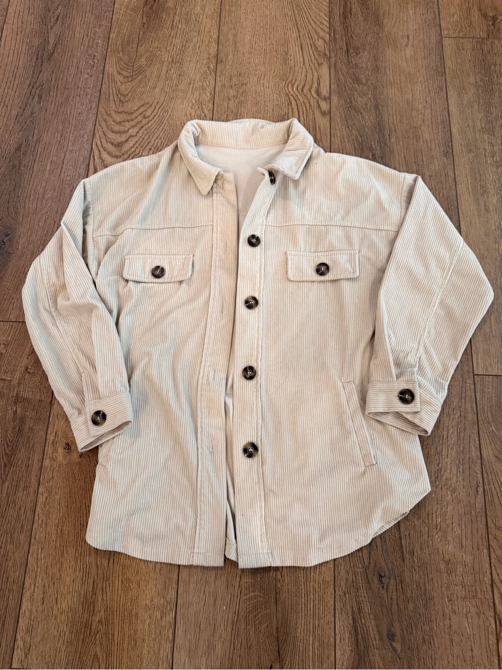 Cream Corduroy Button-Up Jacket